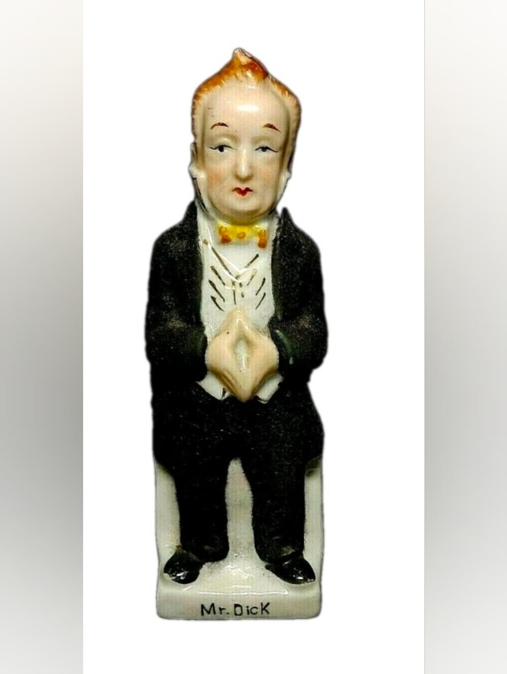 VINTAGE Mr. Dick Velvety Man Suit Porcelain Figurine Statue 5.5"